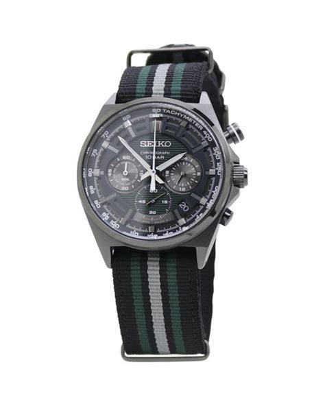 Seiko Synthetic Chronograph Quartz Green Dial Watch For Men Lyst