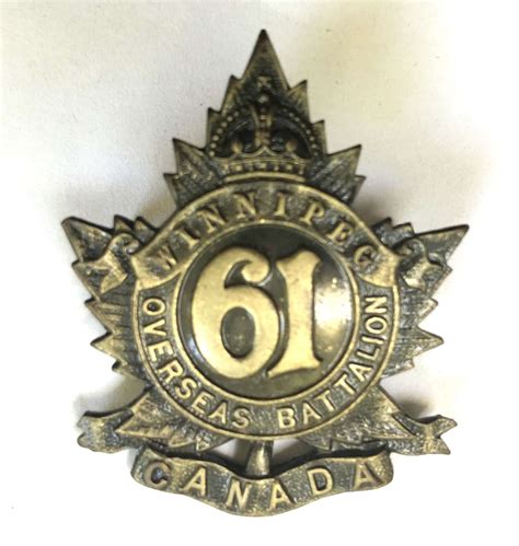 Canada 61st Battalion Winnipeg Cef Ww1 Cap Badge