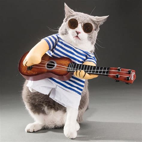 Creative Stripe Guitar Funny Pet Dog Cat Halloween Costume