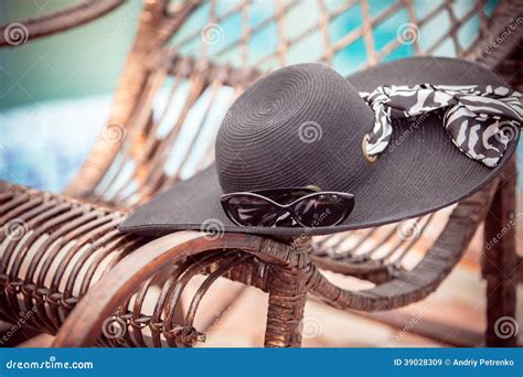 Summer Hat With Sunglasses Stock Image Image Of Headwear 39028309