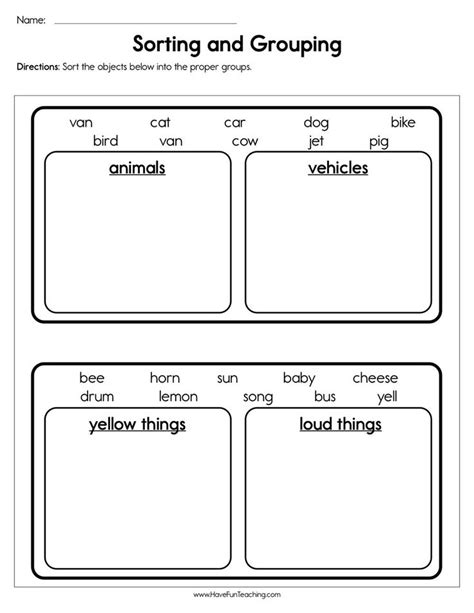 Kindergarten Math Sorting Worksheets Sorting And Grouping Worksheet Kindergarten Worksheets