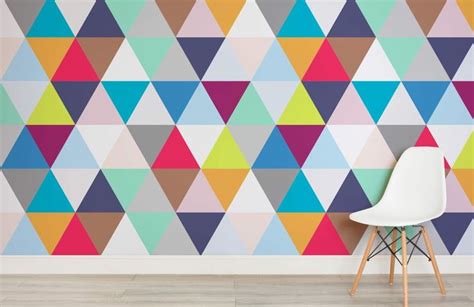 Multi Colored Geometric Triangles Wallpaper Mural Hovia