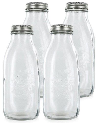 Estilo Dairy Reusable Glass Milk Bottles With Metal Lids Glass Designs
