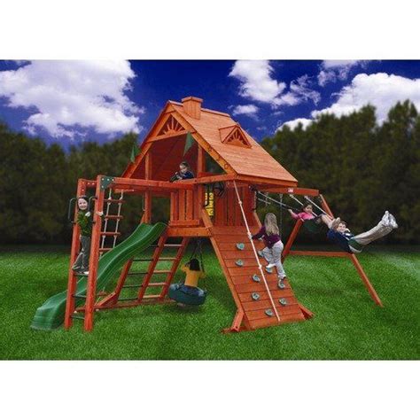 Gorilla Playsets Sun Palace Ii Wooden Swing Set With Rope Ladder