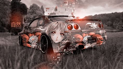 Nissan Skyline R33 Back 3d Super Anime Girl Aerography Neural Network