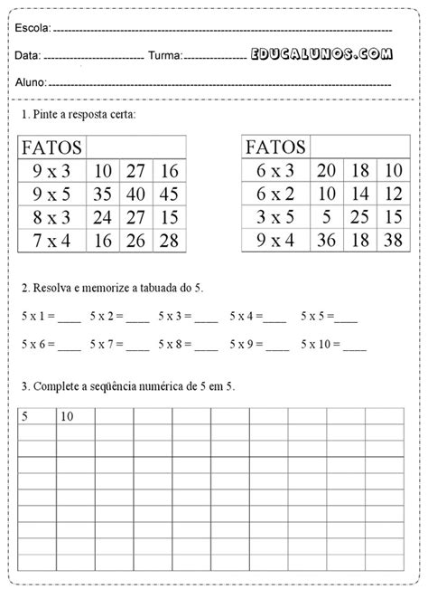 Atividades De Matemática 2º Série Imprimir