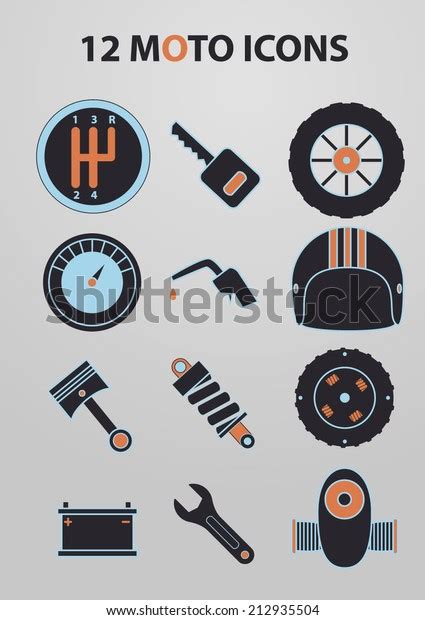 Motorcycle Parts Vector Icon Set Stock Vector Royalty Free 212935504