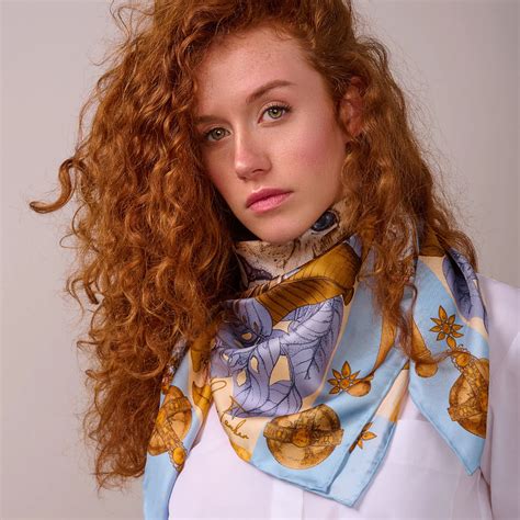 Silk Scarf The Mysterious Lion King Blue Ilona Tambor