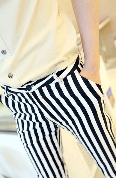 brand new black and white striped cotton long pants