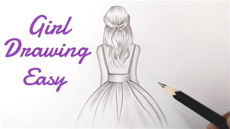 How to draw a girl. How to draw a girl easy back side view Drawing of a girl ...