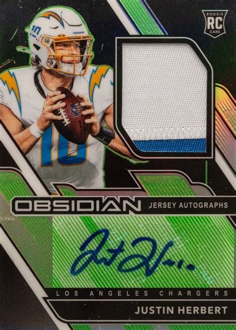 Justin Herbert 2020 Obsidian Rookie Jersey Autographs Electric Etch Green 204 Price Guide