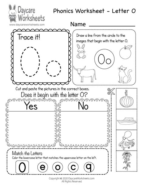 Free Printable Letter O Beginning Sounds Phonics Worksheet For Preschool