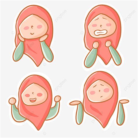 Stiker Emoticon Hijab Kartun Muslimah Lucu Stiker Jilbab Gadis