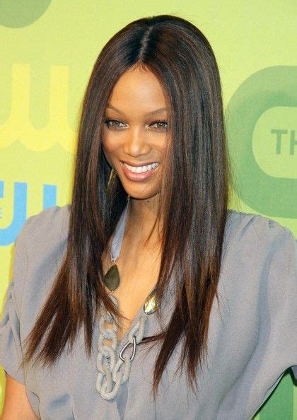More Pics Of Tyra Banks Long Center Part Straight Hairstyles