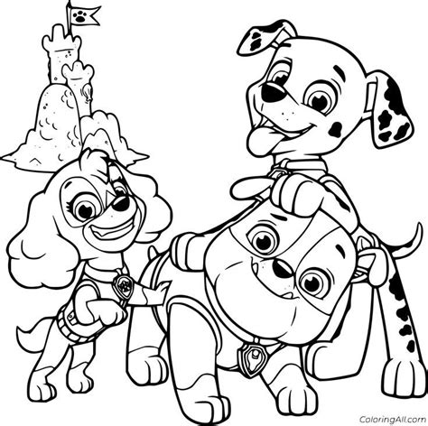 Coloriage Coloring Pat Patrouille Paw Patrol Plage Quipe Team Paw Patrol Coloring Pages Paw