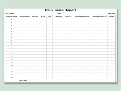 Daily Sales Report Template Free Download Printable Templates