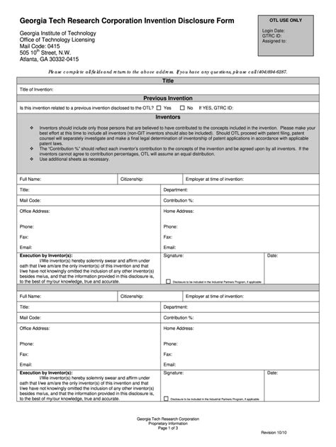 Disclosure Form Invention - Fill Online, Printable, Fillable, Blank ...