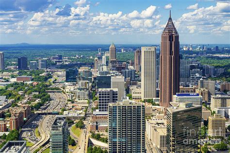 Downtown Atlanta Ga Aerial View Photograph By The Photourist Fine Art