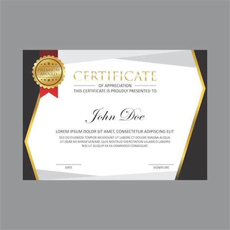Premium Vector Gold Certificate Design Template With Gold Badge