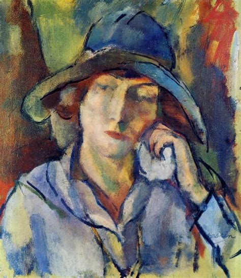 Hermine In A Blue Hat 1918 Jules Pascin Painting Artist Painter