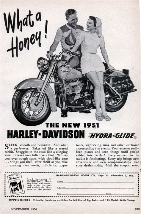 1950 Harley Davidson Ad From Popular Mechanic Magazine Vintage