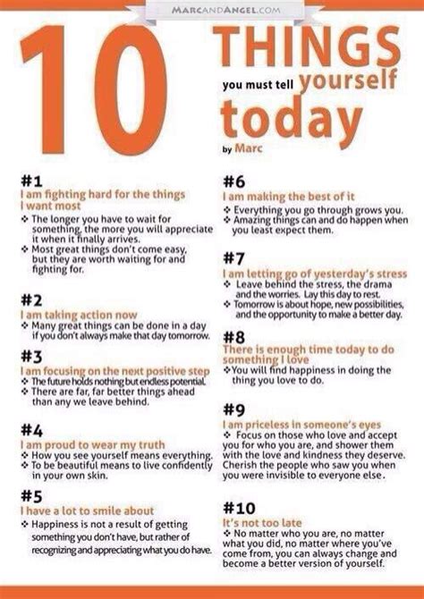 10 Things To Tell Yourself Everyday Inspirational Quotes Words