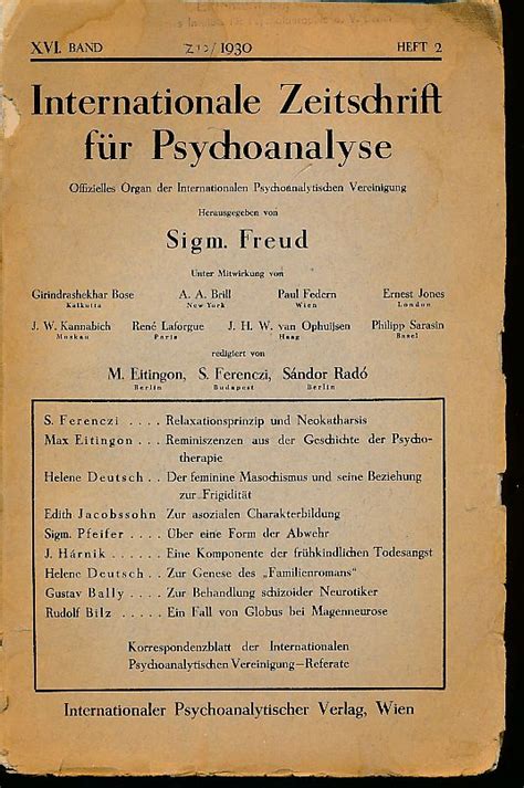 Internationale Zeitschrift für Psychoanalyse Band Heft