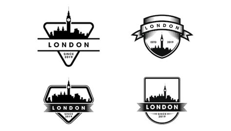 Logotipo De La Insignia De Londres Silueta De Horizonte Y Monumentos