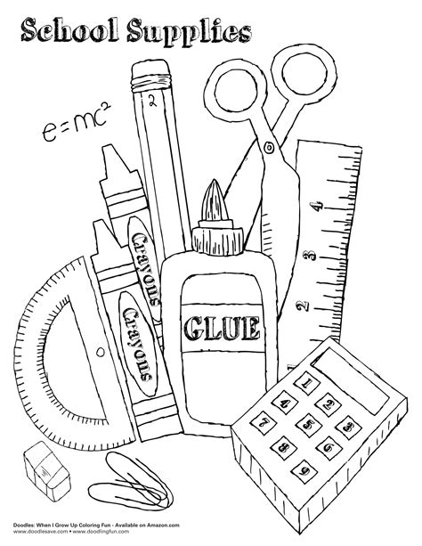 School Supplies Coloring Pages Home Sketch Coloring Page