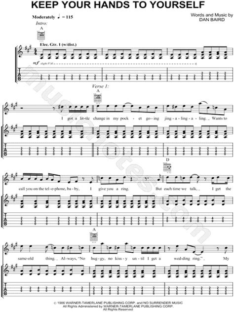 The Georgia Satellites Keep Your Hands To Yourself Guitar Tab In A