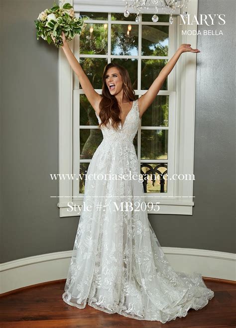 Marys Allover Embroidered Tulle Wedding Gown