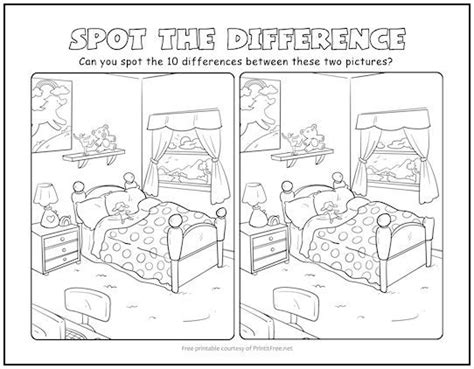 Kids Bedroom Spot The Difference Picture Puzzle Printables Free Kids
