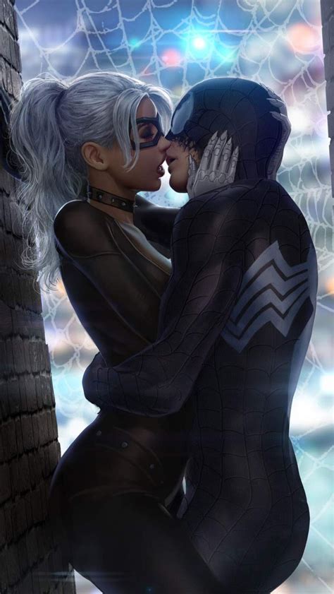 Venom And Batgirl Kiss Iphone Wallpaper Iphone Wallpapers Black Cat