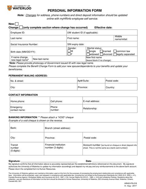 Personal Info Fillable Form Printable Forms Free Online