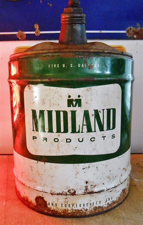 Midland Products 5 Gallon Oil Can Circa 1950s Vintage Oil Cans Old