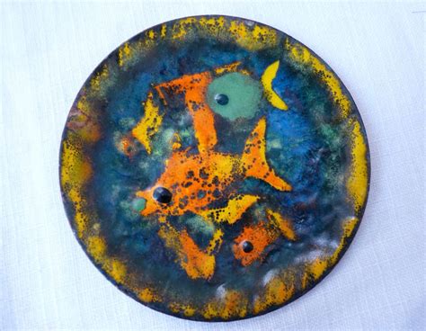 Mid Century Enamel On Copper Dish Mid Century Artwork Mid Century