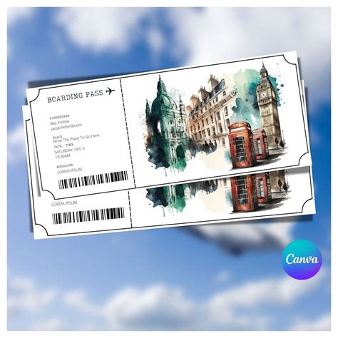 Editable London Boarding Pass Printable Surprise Flight T Etsy