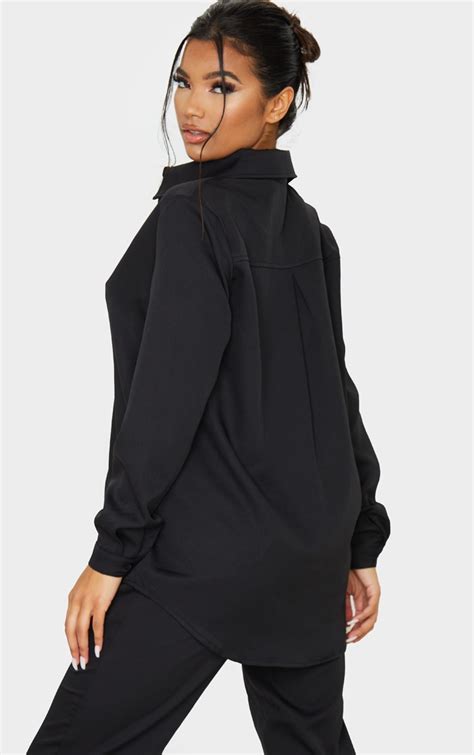 Black Oversized Long Sleeve Shirt Prettylittlething Ca