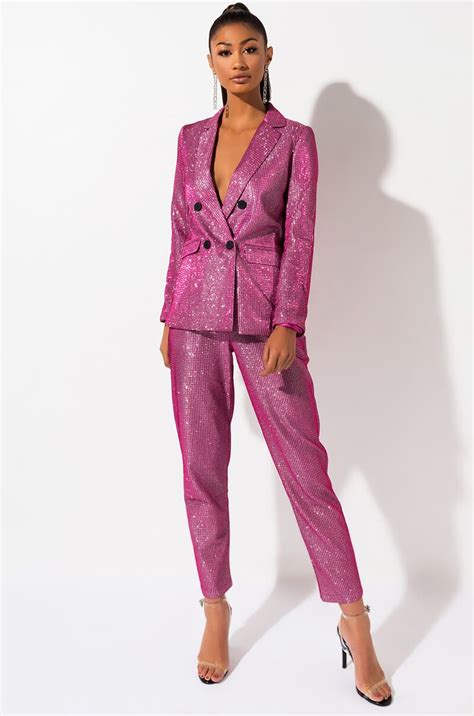 We Can Go Back Sparkle Blazer Woman Suit Fashion Pink Suits Women