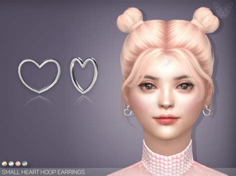 The Sims Resource Small Heart Hoop Earrings By Feyona • Sims 4 Downloads