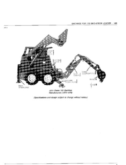 John Deere 165 Backhoe 165 Backhoe For 170 Skid Steer Loader Parts