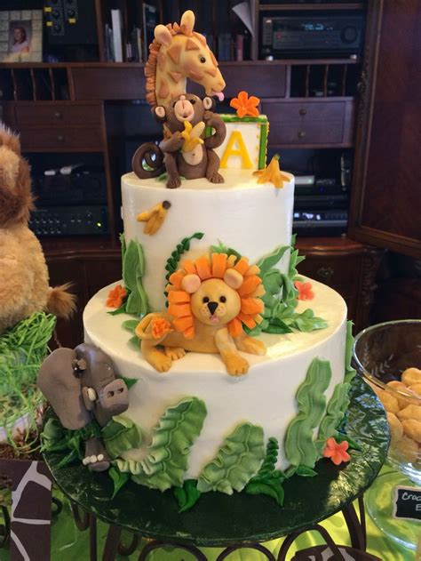 Baby Shower Jungle Themed Buttercream Icing Cake Jungle Birthday