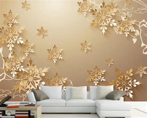 Home And Living 3d Golden Flowers Floral Wall Mural Wall Decor Four Giant
