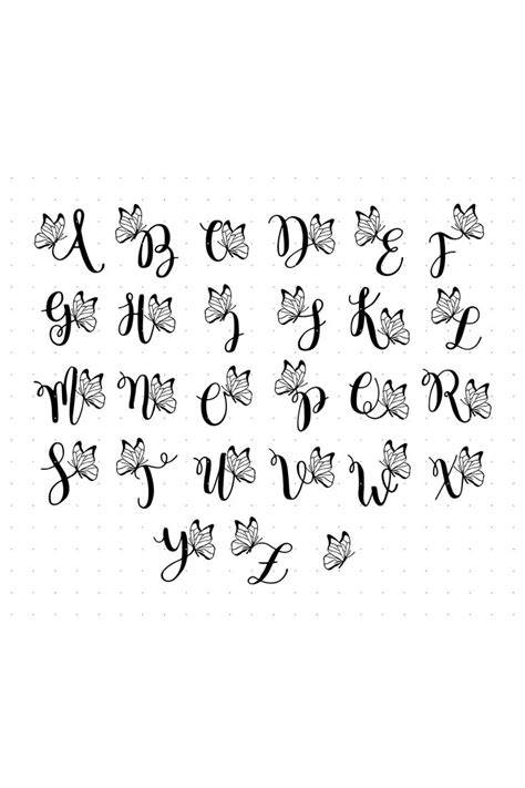 Cursive Alphabet With A Butterfly Svg Butterfly Letters Clipart Png