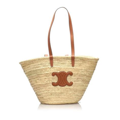 Celine Medium Basket Straw Tote Bag