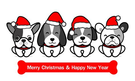 New users enjoy 60% off. Merry Christmas Cute Dogs Cartoon. Vector illustration ...