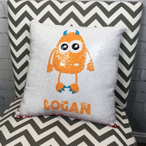 Personalized Cute Monster Design Flip Sequin Pillow