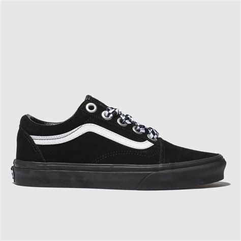 Womens Black And White Vans Old Skool Check Lace Trainers Schuh