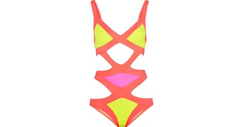 Agent Provocateur Mazzy Cutout Swimsuit In Yellow Pink Lyst