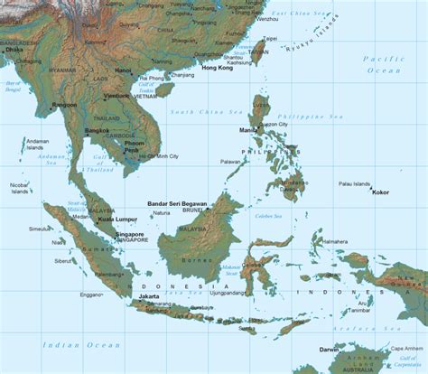 Large Detailed Political Map Of Southeast Asia With Relief 2000 Images
